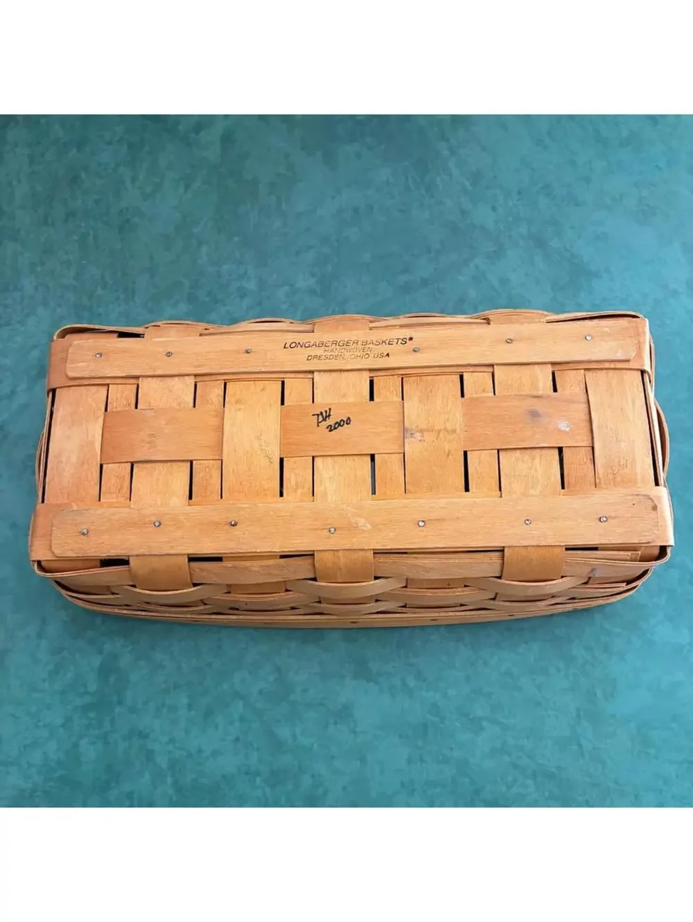 Longaberger 2000 Bread Basket with Protector Handwoven Dresden Ohio